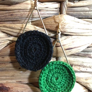 Crochet Earrings; Circular Dangle with 14kt gold plated hook and hoop