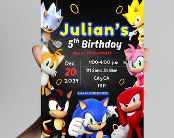 Sonic Birthday Invitation | Editable Gaming Party Invite (Digital Download)