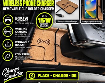 Mazda MX-30 Wireless Phone Charger 15W – Custom Cup Holder Charging Pad – Qi Car Charger