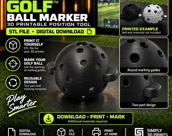 Square Golf Ball Marker – 3D Printable Position Tool (STL File)