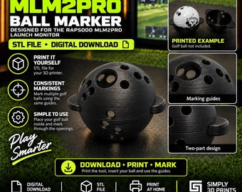 Rapsodo MLM2Pro Ball Marker STL File – 3D Printable Golf Simulator Marker – Digital Download