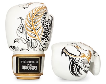 Muay Thai Gloves in White Leather by Resolu | The Perfect Thai Boxing Glove