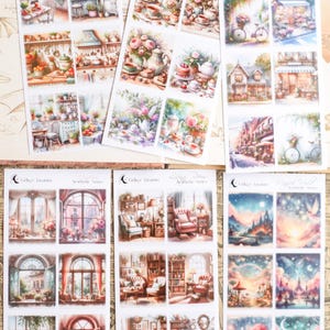 Aesthetic Series 6 Sticker Sheets / Decorative Bullet Journal Stickers / Scrapbook