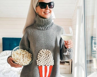 Pull Pop Corn Adulte Unisexe Oversized / Pop Corn Pull Sweater Onesize Adult Version