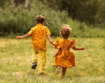 Chemises en Lin pour Garçon avec Col Classique Manches Courtes, Faites à la main / Short sleeve Linen Shirts for Boys Handmade