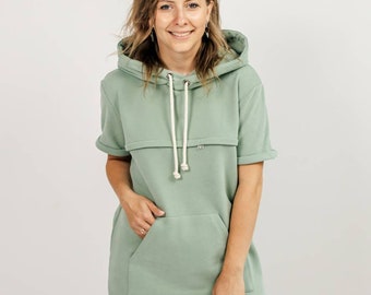 Robe de Maternité & Allaitement avec zips bidirectionnels, Manches Courtes/ Shortsleeve Maternity and Breastfeeding Dress with hidden zips
