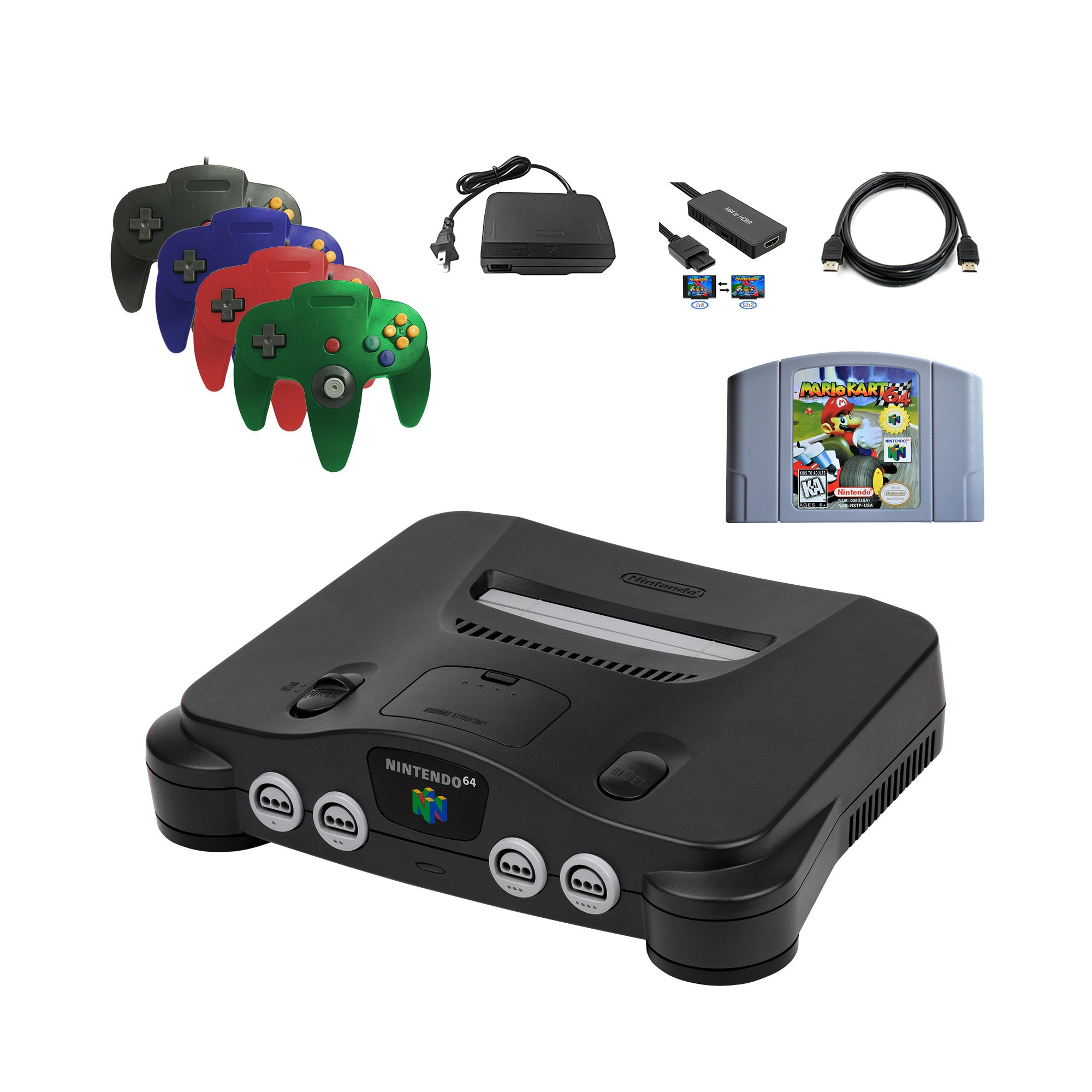 analog edderkop Tålmodighed Nintendo 64 System Console N64 With 4 Controllers Cords AND - Etsy