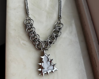 Handmade Stainless Steel Chainmail Necklace with Soldered Pendant