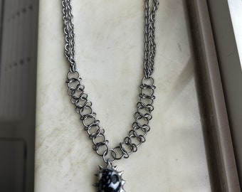 Handmade Stainless Steel Chainmail Necklace with a Soldered Seashell Pendant