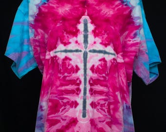 Large Ice-Dyed Soft T-Shirt – Cross Design