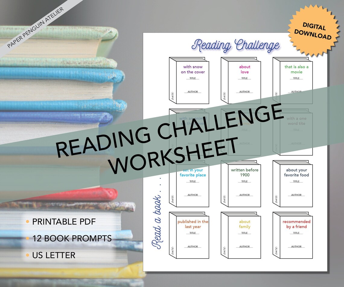 Printable Book Challenge PDF | Reading Challenge 12 Book Prompts ...