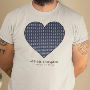 Encrypted Heart T-Shirt | Cybersecurity Valentine Shirt | AES-256 Tee | Funny Tech Couple Shirt | Hacker Love Shirt Gift