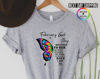 February Girl Shirt, Butterfly Girl Shirt, Birthday Girl Shirt, Birthday, February Birthday Girl Shirt