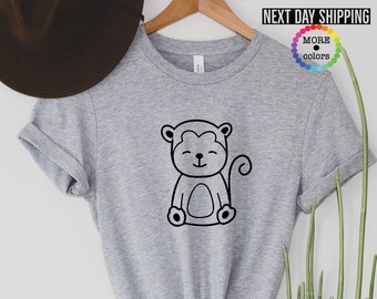 Monkey Shirt, Monkey Outline Shirt, Monkey Birthday Shirt, Girl Monkey Shirt, Boy Monkey Shirt, Monkey Shirt, Gift For Monkey Lover, Monkey