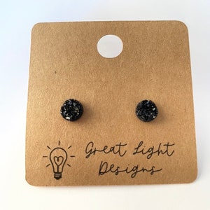 Druzy stud earrings, resin stud earrings, hypoallergenic earrings, druzy glitter stud earrings, simple glitter stud earrings