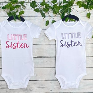 Little Sister Matching Bodysuits, Twin Bodysuits for Girls, Matching Twin Outfits, Matching Baby Bodysuits, Cute Twin Outfits, Twin Girls