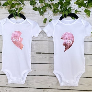 Besties Matching Bodysuits, Twin Bodysuits for Girls, Matching Twin Outfits, Matching Baby Bodysuits, Cute Twin Outfits, Twin Girls