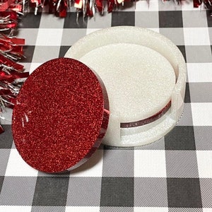 Christmas coaster set, holiday coasters, handmade resin coasters, glitter coaster set, custom coaster set, Christmas party, Christmas decor