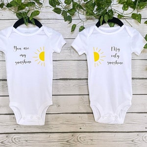 You are My Sunshine Bodysuits, Twin Bodysuits, Matching Twin Outfits, Matching Baby Bodysuits, Cute Twin Outfits, Matching Siblings Outfits
