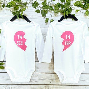 Twin Sister Matching Bodysuits, Short Sleeve unless Requested, Twin Bodysuits for Girls, Matching Twin Outfits, Matching Baby Bodysuits