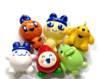Tamagotchi Inspired Phone Charms, Handmade Polymer Clay Gift, Christmas Present