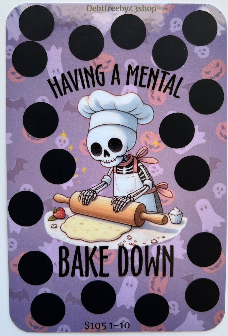 Cute Funny Halloween Skeletons Sayings Scratch off Savings Challenges