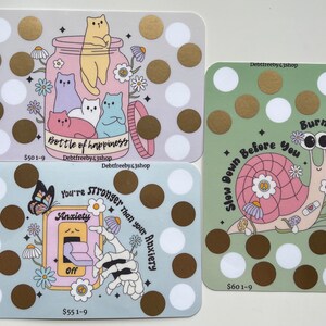 Money anxiety scratch off and roll and save savings challenges series 4”x5” laminated