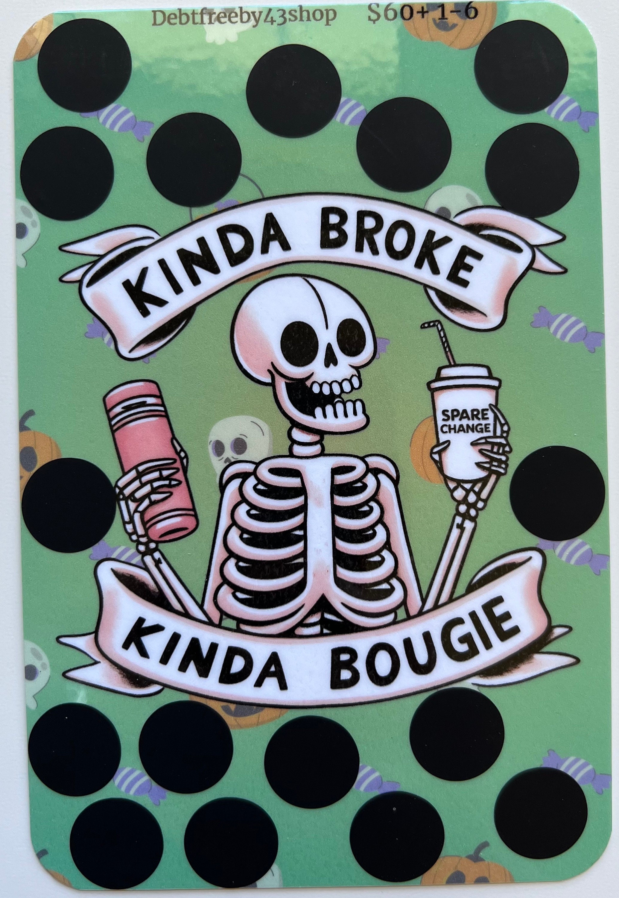 Cute Funny Halloween Skeletons Sayings Scratch off Savings Challenges