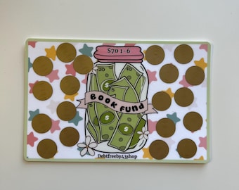 Book fund cute savings for books scratch off savings challenges 4”x6” laminated Save 70