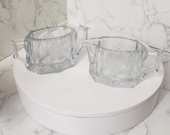Heisey Cut Crystal Daisy Design Sugar & Creamer Set