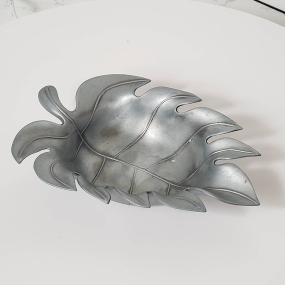 Pewter Leaf Trinket Jewelry Dish Home Decor