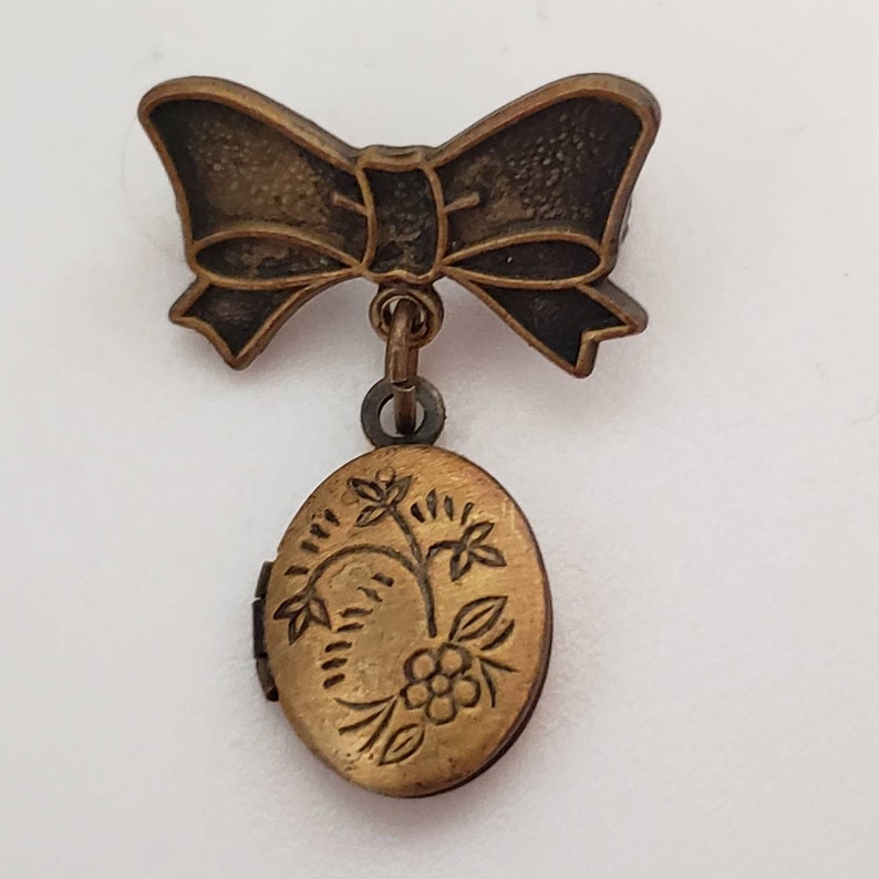 Vintage Miniature Brass Locket Pin Brooch 1960s Collectible Etsy