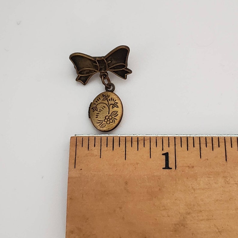 Vintage Miniature Brass Locket Pin Brooch 1960s Collectible Etsy