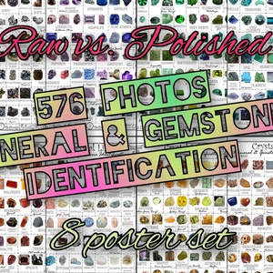 Minerals, Crystals, & Gemstone Identification Poster Set 576 PDF + HD Photos