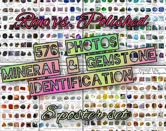 576 Minerals, Crystals, & Gem ID Poster Set PDF + HD Photos