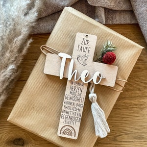 TAUFKREUZ personalisiertes Geschenk zur Taufe Taufgeschenk Holzkreuz Geschenk aus Holz Bild 1