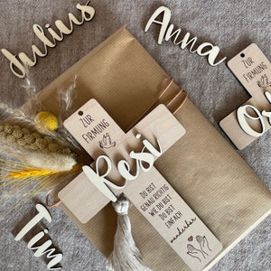 HOLZKREUZ zur Firmung - Kommunion - Taufe - Konfirmation - personalisiertes Geschenk