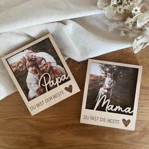 POLAROID Mama und Papa, Fotorahmen für besondere Momente, Muttertag Vatertag, Erinnerung für Eltern und Kinder, Du bist der Beste, die Beste