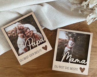 POLAROID Mama und Papa, Fotorahmen für besondere Momente, Muttertag Vatertag, Erinnerung für Eltern und Kinder, Du bist der Beste, die Beste