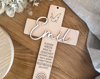 BAPTISM CROSS - personalized gift for boys and girls - for baptism, communion, blessing, birth, confirmation - wooden cross for children