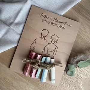 HOCHZEIT Geldgeschenk - personalisierte Karte aus Holz für frischverheiratete Paare, Ehepaar 2025, Mann und Frau, Mr. und Mrs.