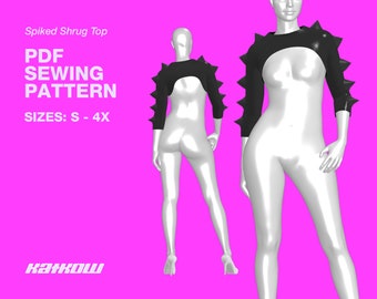 Spiked Shrug Sewing Pattern (Sizes S - 4X) - PDF DOWNLOAD - Drag Queen Costume, Long Sleeve Shrug, Sleeve Top, Shrug Pattern