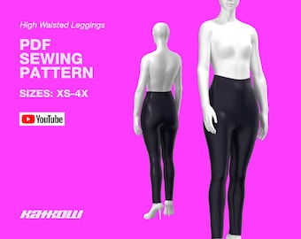 High Waisted Leggings Sewing Pattern (Sizes XS - 4X) - PDF DOWNLOAD - Drag Queen Costume, Pants Pattern, Mens Leggings