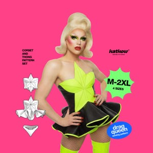Star Corset (M-2XL) Sewing Pattern with Peplums Set For Drag Queens Holiday Costume Outfit Thong High Waisted Xmas Christmas