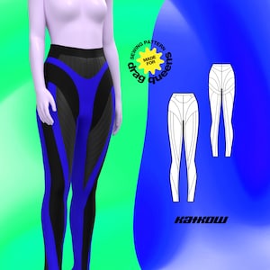 Stretch Colorblock Leggings Sewing Pattern (Sizes XS-4X) - PDF Drag Queen Costume Pants
