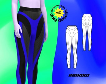 Stretch Colorblock Leggings Sewing Pattern (Sizes XS-4X) - PDF Drag Queen Costume Pants