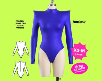 Pointed Shoulder Leotard (XS-M) Sewing Pattern For Drag Queens Stretch Dance Cosplay