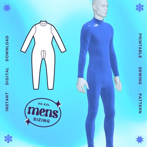 Cartamodello Catsuit da uomo (taglie XS - XXL) pdf - Taglie standard, tuta elasticizzata per cosplay di tutto il corpo tuta da ballo da supereroe