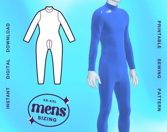 Men's Catsuit Sewing Pattern (Sizes XS - XXL) pdf - Standard Sizing, Full-body Stretch Cosplay Bodysuit Jumpsuit  Superhero Dancewear