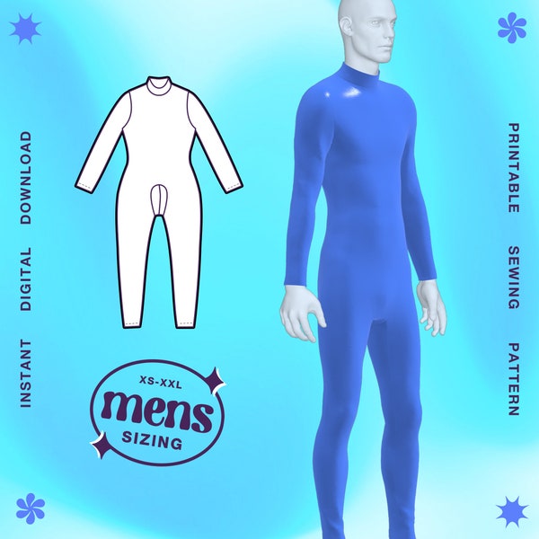 Men's Catsuit Sewing Pattern (Sizes XS - XXL) pdf - Standard Sizing, Full-body Stretch Cosplay Bodysuit Jumpsuit  Superhero Dancewear